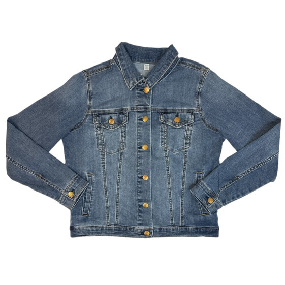 Seven7 Ladies Stretch Comfortable Collared Button Up Denim Jacket