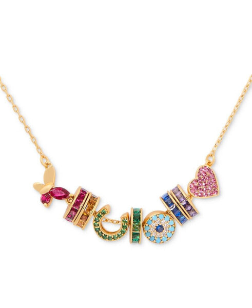 Gold-Tone Rainbow Joy Charm Necklace, 16" + 3" extender