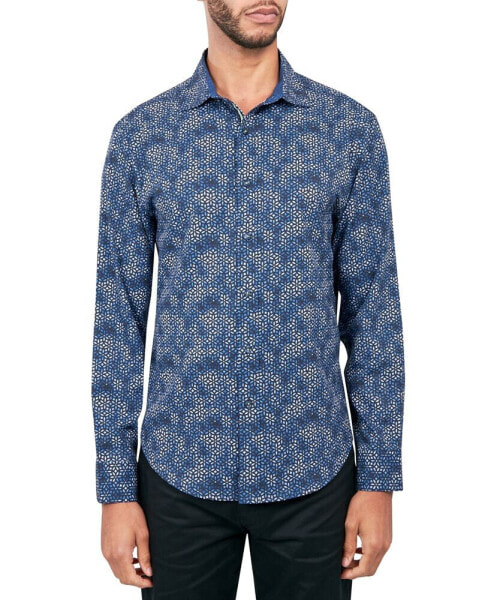 Men's Regular-Fit Non-Iron Performance Stretch Geo-Print Button-Down Shirt