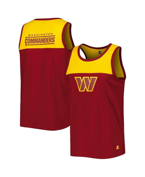 Men's Burgundy, Gold Washington Commanders Logo Touchdown Fashion Tank Top