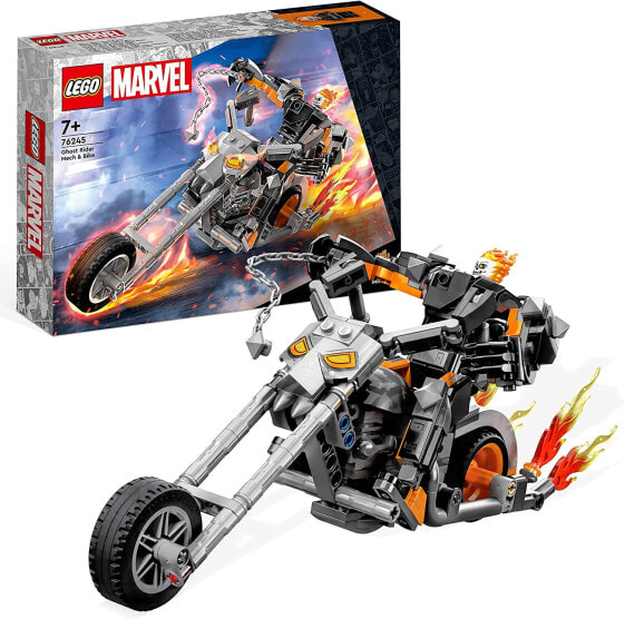 LEGO Marvel Ghost Rider with Mech & Bike, Superhero Motorcycle Toy for Building with Chain and Action Figure, Gift for Children from 7 Years, 76245