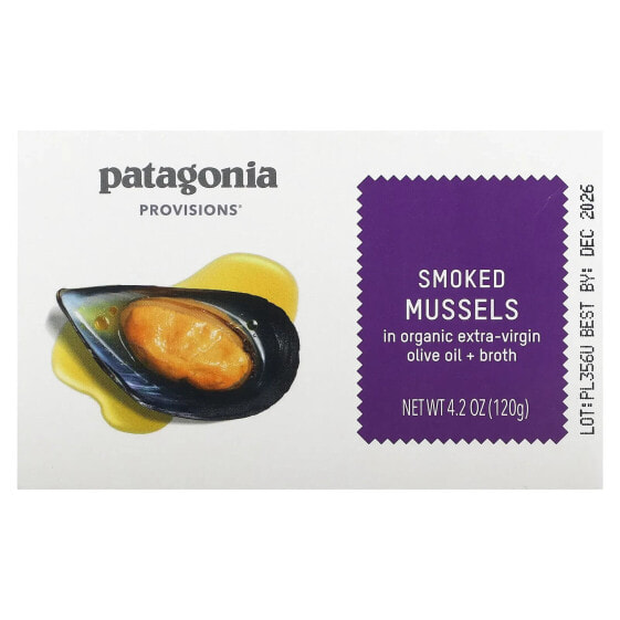 Smoked Mussels in Organic Extra-Virgin Olive Oil + Broth, 4.2 oz (120 g)