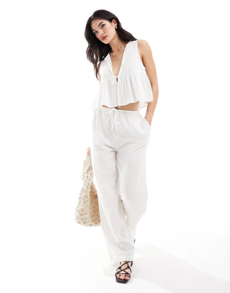 IIsla & Bird narrow waist beach trouser co-ord in white