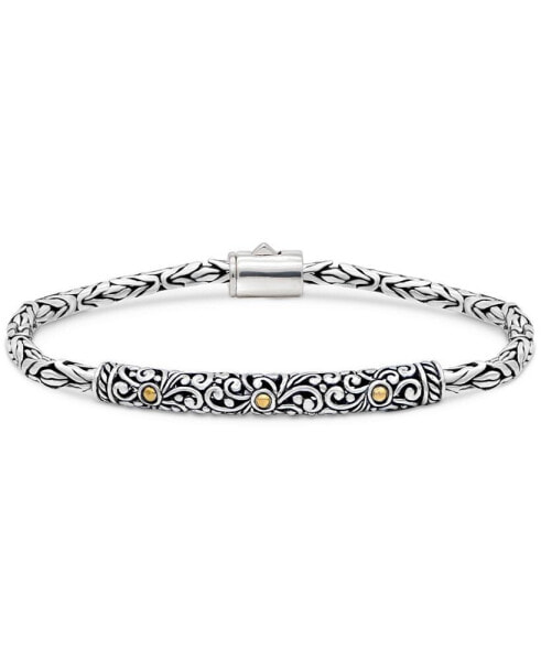 Bali Filigree with Borobudur Chain Bracelet in Sterling Silver and 18K Gold