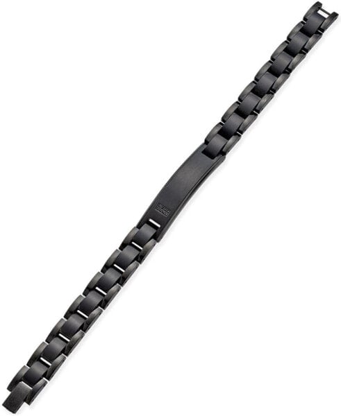 Men's Black Diamond Accent Link ID Bracelet in Black IP-Plated Stainless Steel