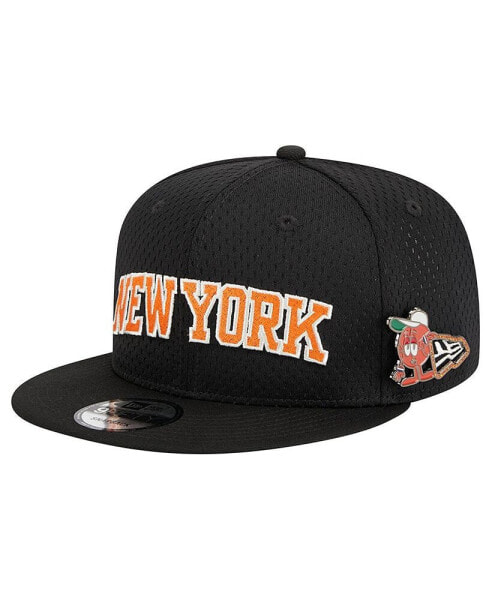 Men's Black New York Knicks Post-Up Pin Mesh 9FIFTY Snapback Hat