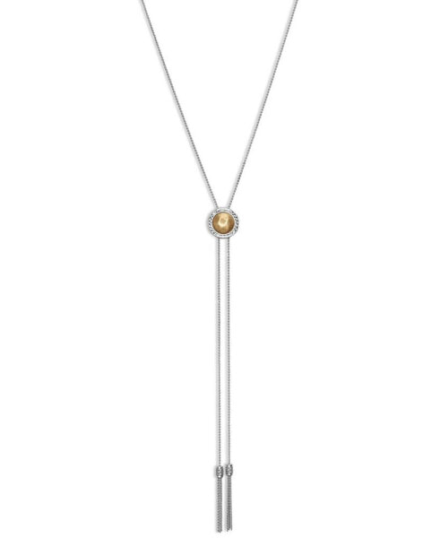 Lucky Brand two-Tone Hematite-Pavé & Chain Tassel Reversible Lariat Necklace, 33" + 2" extender