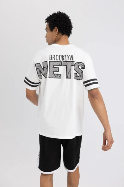 Nba Brooklyn Nets Boxy Fit Bisiklet Yaka Kısa Kollu Tişört B9897ax24sm