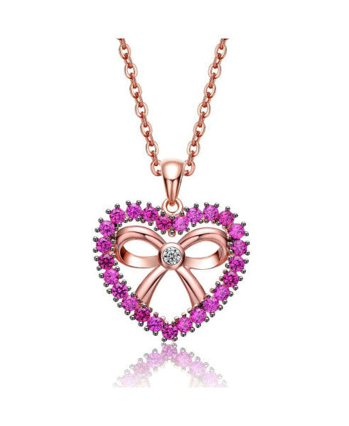 Kids/Girls 18K Rose Gold Plated with Cubic Zirconia Heart Shaped Pendant