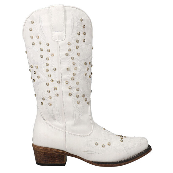 Roper Riley Pearl Snip Toe Cowboy Womens White Casual Boots 09-021-1566-3256
