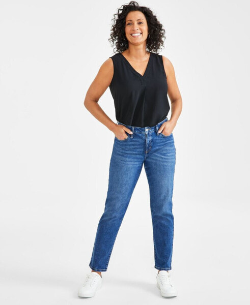 Women's Mid-Rise Relaxed Girlfriend Jeans, Regular & Petite, Created for Macy's