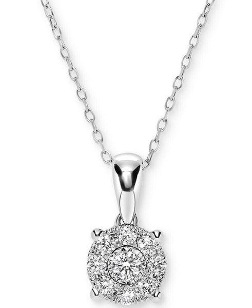 Diamond Miracle Plate Cluster 18" Pendant Necklace (1/4 ct. t.w.) in 14k White Gold