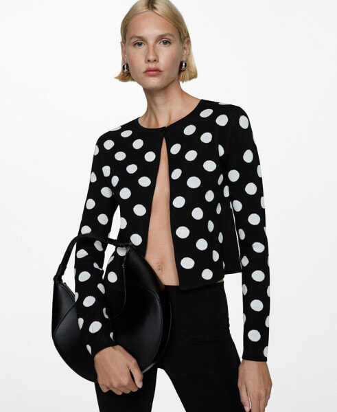 Women's Polka-Dot Knitted Cardigan Sweater