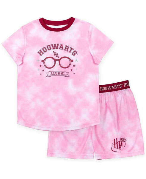 Girls Pajama Shirt and Shorts Sleep Set Tie Dye Pink
