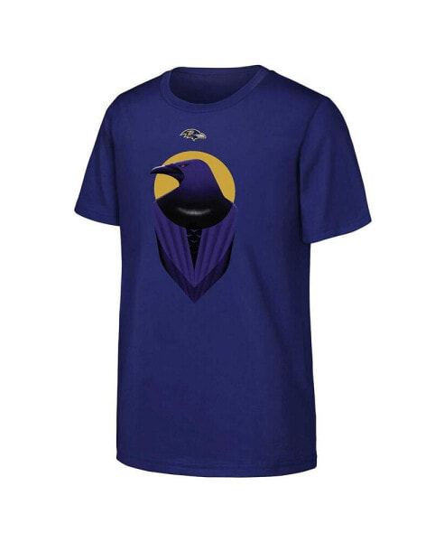 Big Boys and Girls Purple Baltimore Ravens Draft Illustration T-Shirt