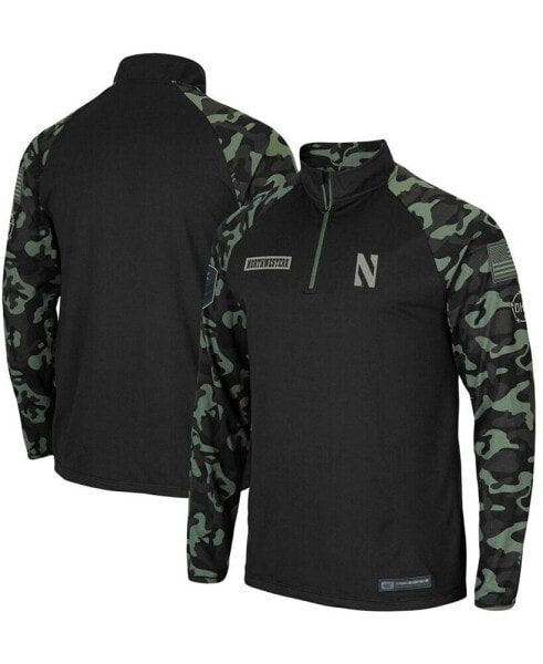 Men's Black Northwestern Wildcats OHT Military-Inspired Appreciation Take Flight Raglan Quarter-Zip Jacket