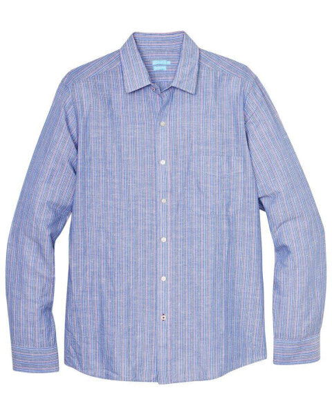 J.Mclaughlin Stripe Gramercy Modern Fit Linen-Blend Shirt Men's