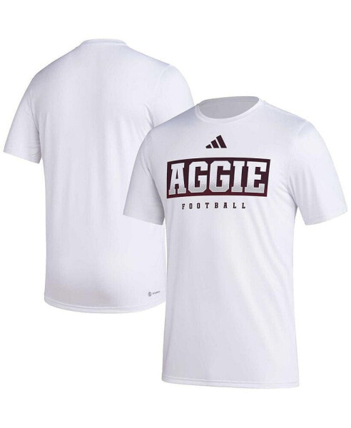 Men's White Texas A&M Aggies Football Practice AEROREADY Pregame T-shirt