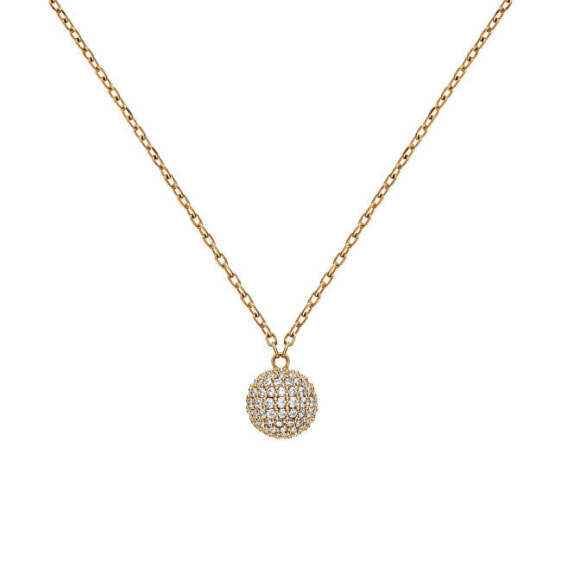 Stylish Gold Plated Necklace with Sparkling Pavé Ball DW00400640