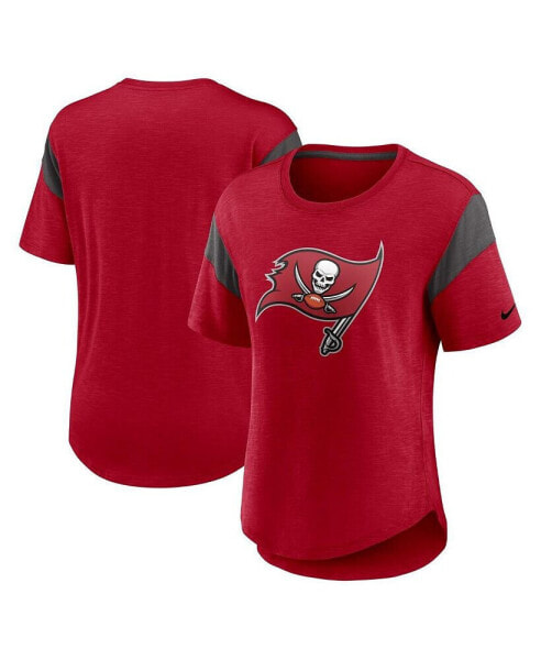 Women's Heather Red Tampa Bay Buccaneers Primary Logo Fashion Top