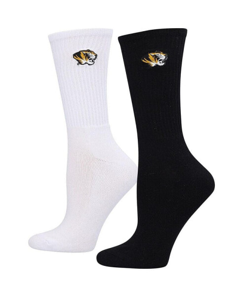 Women's Black, White Missouri Tigers 2-Pack Quarter-Length Socks