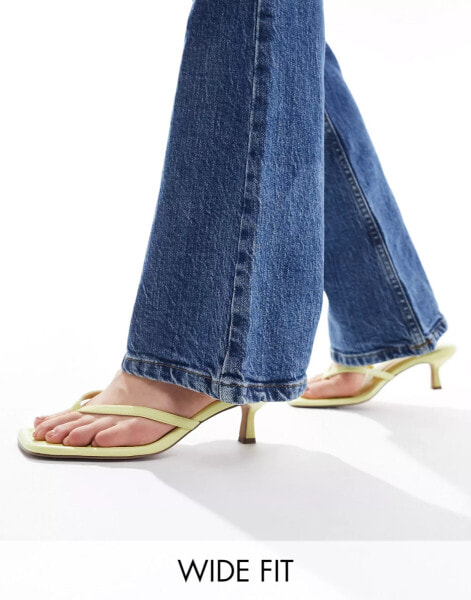 ASOS DESIGN Wide Fit Heatwave toe thong mid sandals in lemon