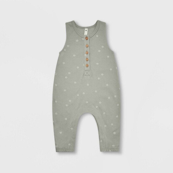 Quincy Mae Organic Cotton Baby Jumpsuit - Olive Green Stars infat 2-3Y Soft Cozy