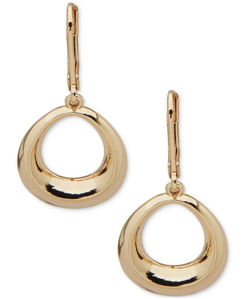 Gold-Tone Bevel Open Oval Drop Earrings