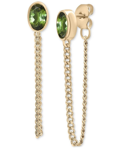 Green Tourmaline Chain Front to Back Drop Earrings (1/2 ct. t.w.) in Gold Vermeil, Created for Macy's