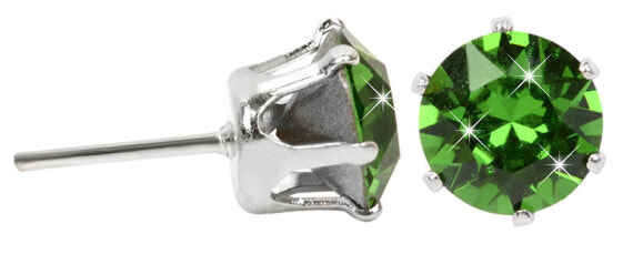 Glittering earrings studs French Chaton Fern Green