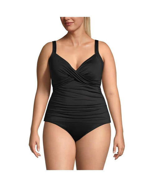 Plus Size G-Cup Chlorine Resistant Wrap Underwire Tankini Swimsuit Top