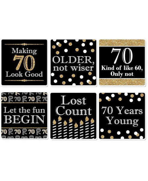 Adult 70th Birthday - Gold - Funny Party Decorations - Drink Coasters - Set of 6