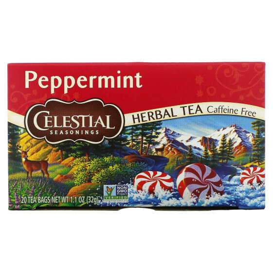 Травяной чай без кофеина Celestial Seasonings, Мята, 20 пакетиков, 32 г.