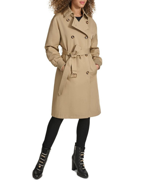 Women's Ruched-Sleeve Trench Coat