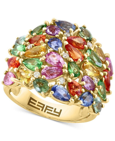EFFY® Multi-Gemstone (8-1/20 ct. t.w.) & Diamond (1/10 ct. t.w.) Cluster Ring in 14k Gold