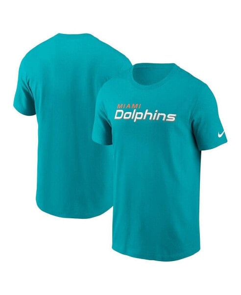 Men's Aqua Miami Dolphins Primetime Wordmark Essential T-Shirt