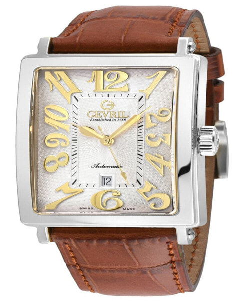 Men's Avenue of Americas Light Brown Leather Watch 44mm