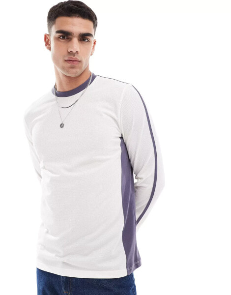 ASOS DESIGN long sleeve t-shirt in sporty mesh with cut and sew panels