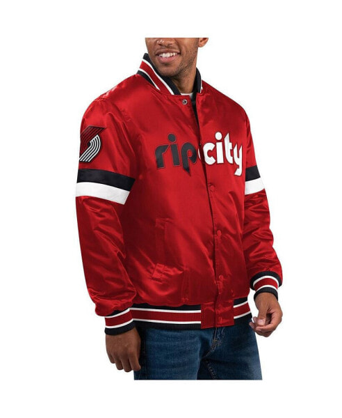 Куртка ветровка мужская Starter красная Portland Trail Blazers Home Game Satin Full-Snap Varsity