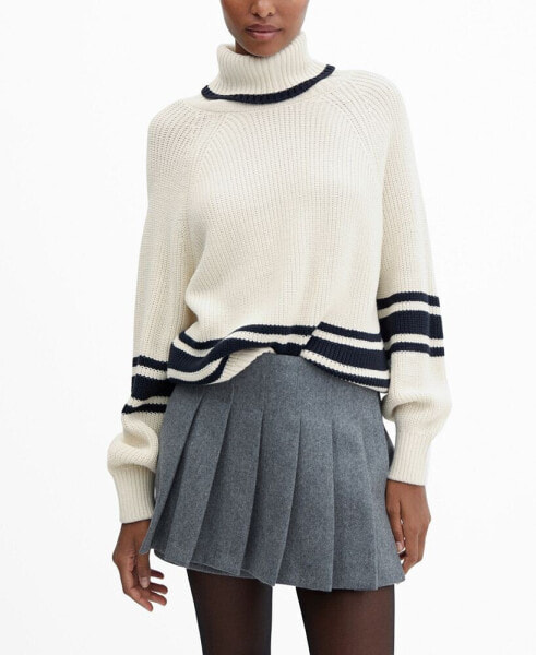 Women's Striped Turtleneck Sweater