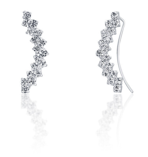 Longitudinal glittering earrings with crystals JL0689