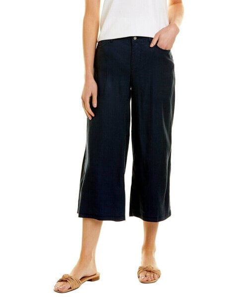 Nydj Petite Cropped Wide Leg Linen-Blend Pant Women's Blue 4P