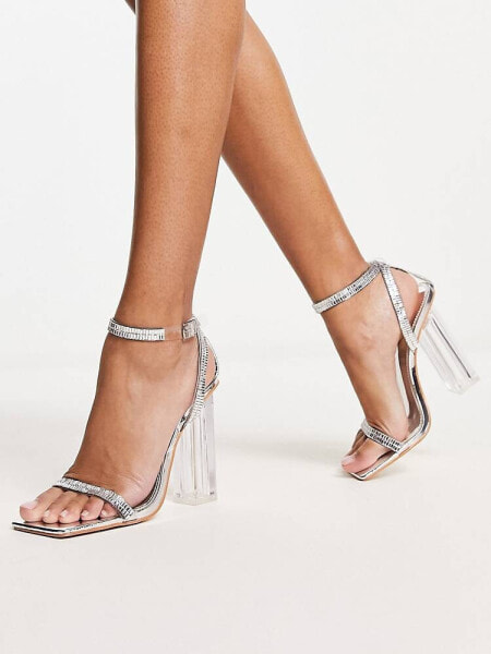 Public Desire Onyx heeled sandals in silver