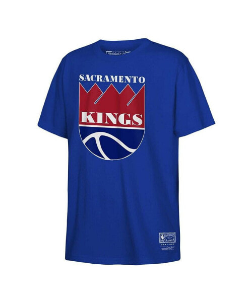 Big Boys and Girls Blue Sacramento Kings Hardwood Classics Retro Logo T-Shirt