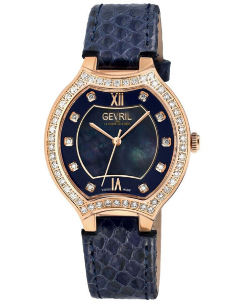 Часы Gevril Lugano Blue Leather Watch