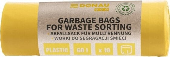 Donau Worki na śmieci DONAU ECO, do segregacji plastiku, 60l, 10 szt., żółte