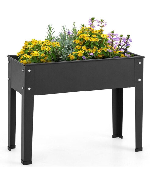 24" Raised Garden Bed with Legs Metal Elevated Planter Box Drainage Hole Backyard