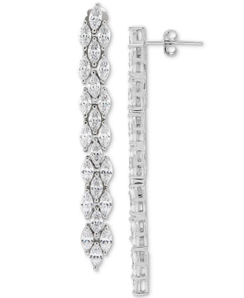 Cubic Zirconia Linear Drop Earrings in Sterling Silver