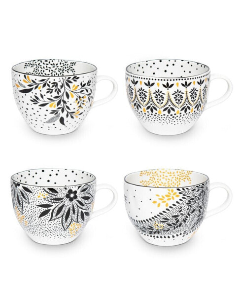 Sara Miller Artisanne Noir Mugs, Set of 4