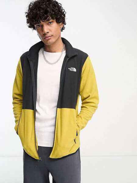 The North Face TKA Glacier zip up fleece in yellow and black